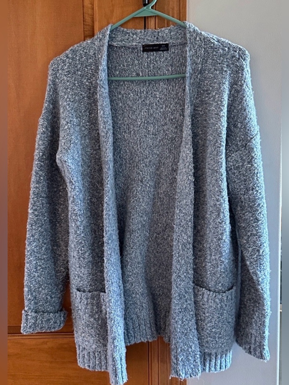 Verve Ami Womens Medium Gray Open Front Cozy Cardigan Sweater